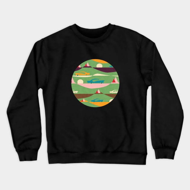 50s Road Trip Green Crewneck Sweatshirt by bruxamagica